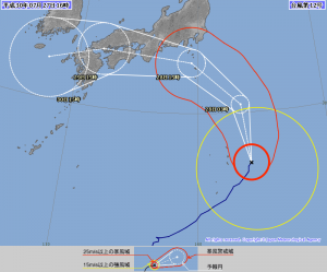 台風12号　JMA 72時間進路予報　2018.07.27　16時